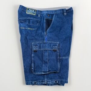 VTG Paco Sport Rugged Wear Cargo LTD Jean Shorts Men Tag Sz 50 Real Sz 48‎ Y2K